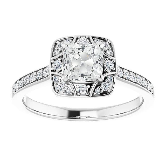 Anello Halo Con Cuscino Accenti, Set Di Punte Di Naturale Diamanti Taglio Antico 5,50 Carati