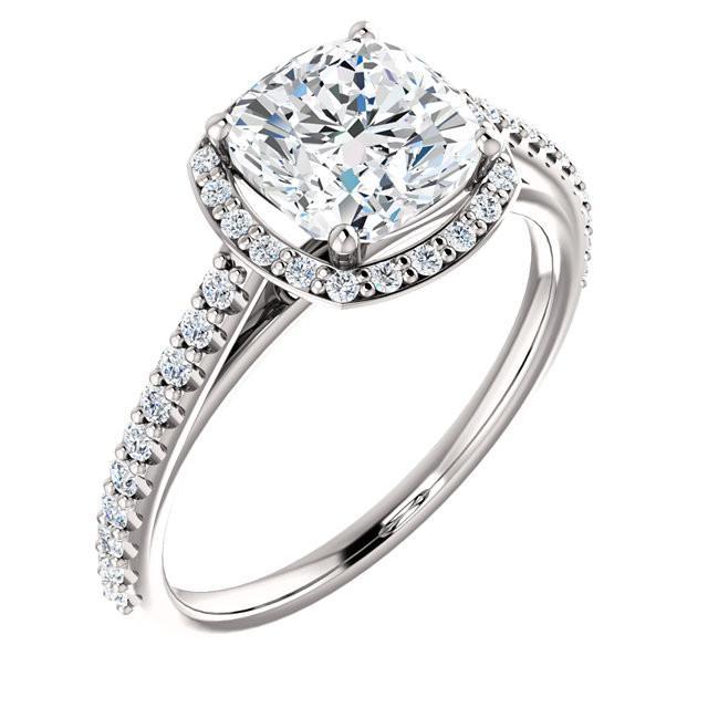 Anello Halo Con Genuino Diamanti Rotondi Da 1.85 Carati In Oro Bianco 14K