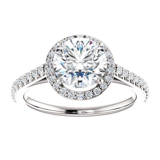 Anello Halo Con Genuino Diamanti Rotondi Da 1.85 Carati In Oro Bianco 14K