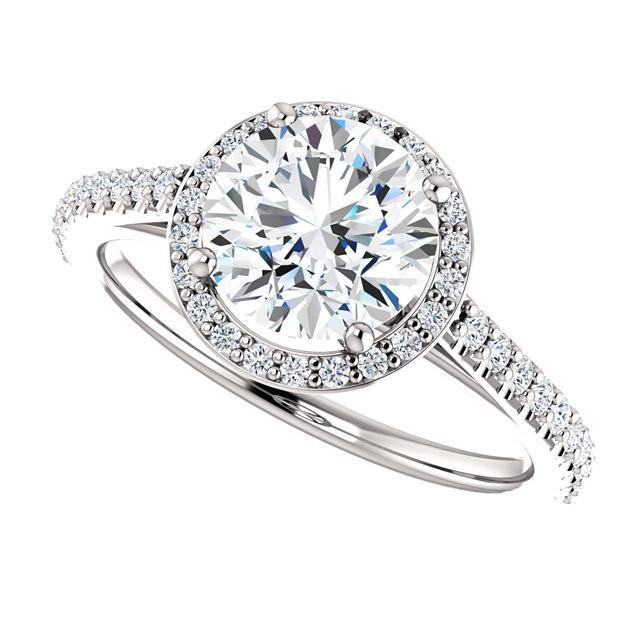 Anello Halo Con Genuino Diamanti Rotondi Da 1.85 Carati In Oro Bianco 14K