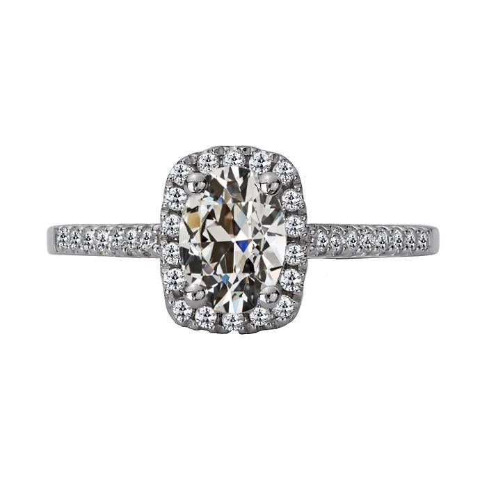 Anello Halo Con Naturale Diamante Taglio Vecchio Miniera Ovale 5.50 Carati
