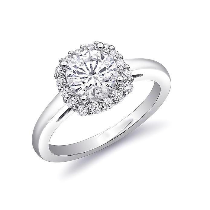 Anello Halo Di Fidanzamento Con Vero Diamante Da 1.50 Carati In Oro Bianco 14K