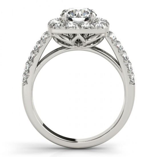 Anello Halo Fancy Con Genuino Diamanti Rotondi Da 1.90 Carati In Oro Massiccio 14K