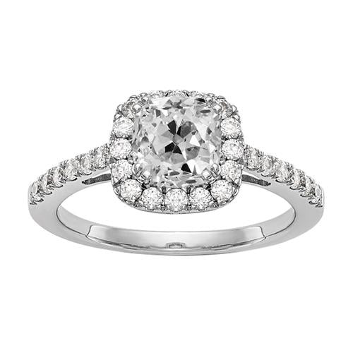 Anello Halo Il Giro & Cushion Old Mine Cut Naturale Diamante Ring 4 Carati Oro