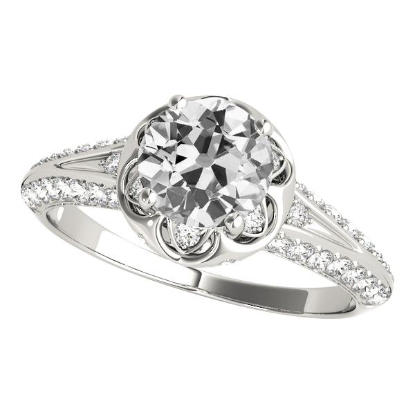 Anello Halo In Oro 14K Rotondo Con Pavé Di Naturale Diamanti Da Minatore Vecchio Set 6 Carati