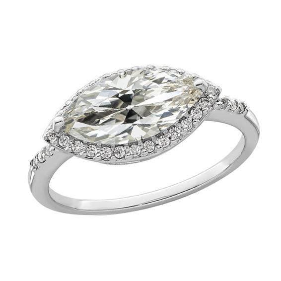 Anello Halo In Oro Bianco Marquise Old Mine Cut Naturale Diamante 6 Carati Jewelry