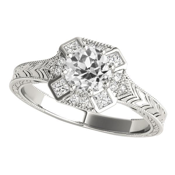 Anello Halo Rotondo Stile Vintage Con Vero Diamanti Taglio Miniera Vecchia 3,50 Carati