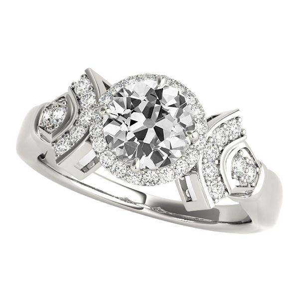 Anello Halo Stile Antico Rotondo Vecchio Minatore Genuino Diamanti 4.50 Carati