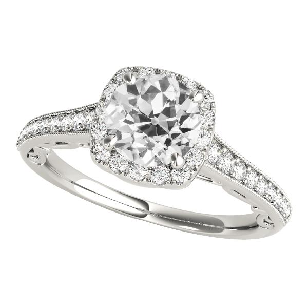 Anello Halo Tondo Vecchio Miner Genuino Diamante Con Gioielli Accenti 4 Carati