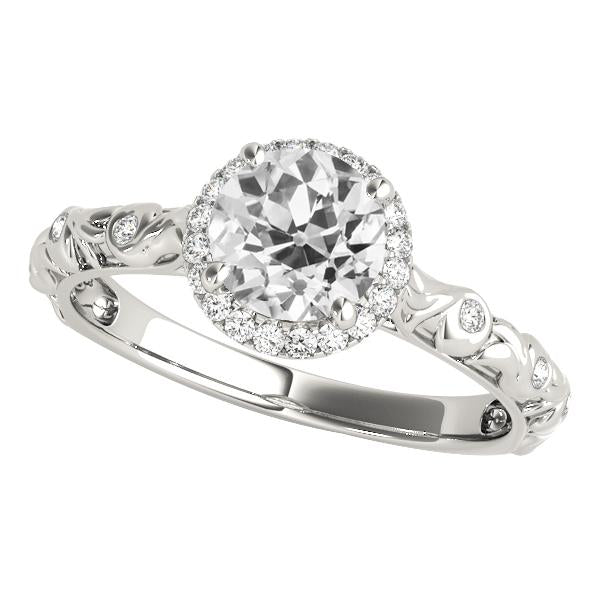Anello In Filigrana Con Genuino Diamante Da Minatore Vecchio Stile Vintage Con Alone Rotondo 3,50 Carati