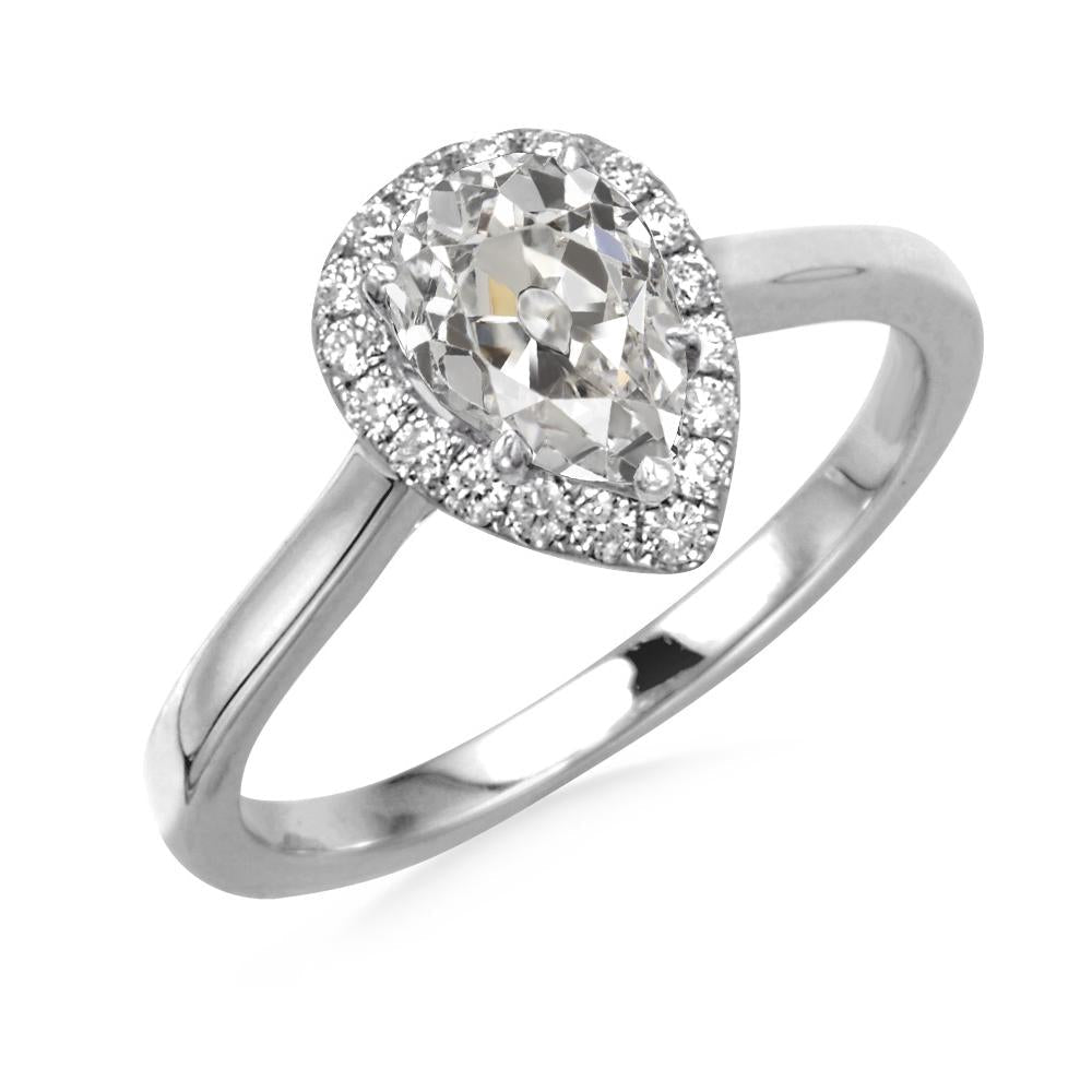 Anello In Oro 14K Rotondo E Pera Con Vero Diamante Taglio Vecchio Miniera 4,50 Carati