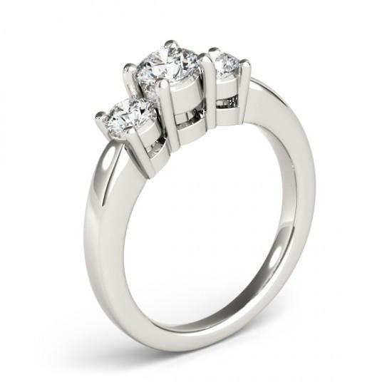 Anello In Oro Bianco 14K Con Naturale Diamante A Taglio Rotondo Con Tre Pietre Da 2 Carati Nuovo
