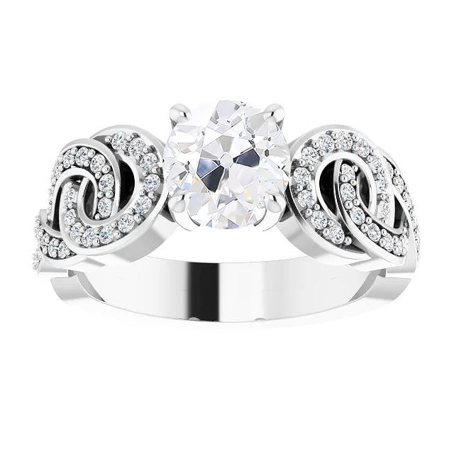 Anello In Oro Con Genuino Diamanti Taglio Antico, Set Di Gioielli In Stile Intrecciato 5,50 Carati