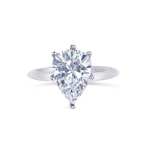 Anello In Oro Di Fidanzamento Con Vero Diamante Solitario Taglio A Pera 0.75 Carati