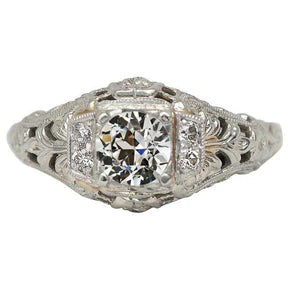 Anello Milgrain Con Vero Diamante Taglio Vecchio Stile Antico Rotondo 2.25 Carati