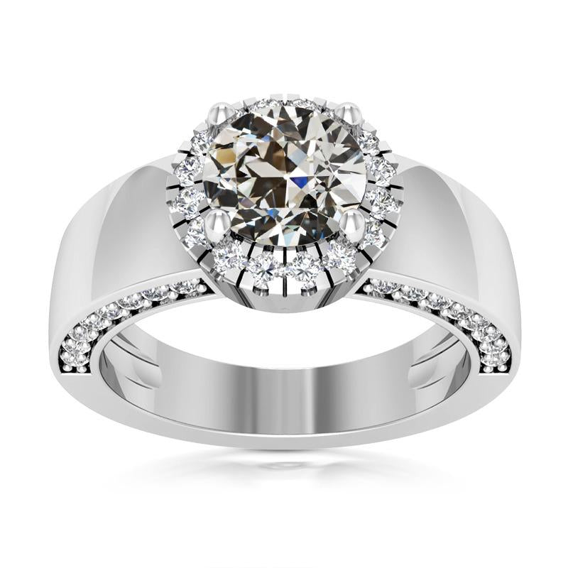 Anello Nuziale In Oro Con Anello In Oro, Vero Diamante Taglio Antico, Fascia Larga, 4,75 Carati