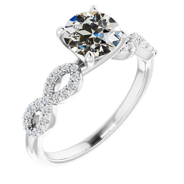 Anello Nuziale Rotondo Con Genuino Diamanti A Taglio Antico, Stile Infinito, 4,50 Carati