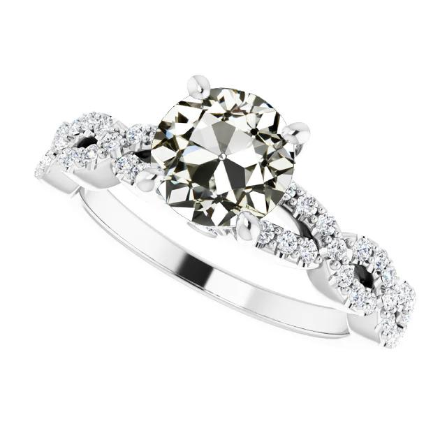 Anello Nuziale Rotondo Con Vero Diamanti Da Minatore Vecchio, Gambo Intrecciato, Oro 14K, 5 Carati