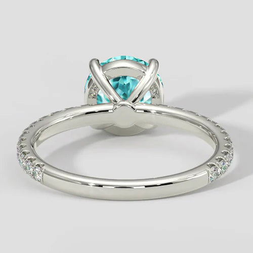 Anello Paraiba bluastro con accenti di diamanti rotondi