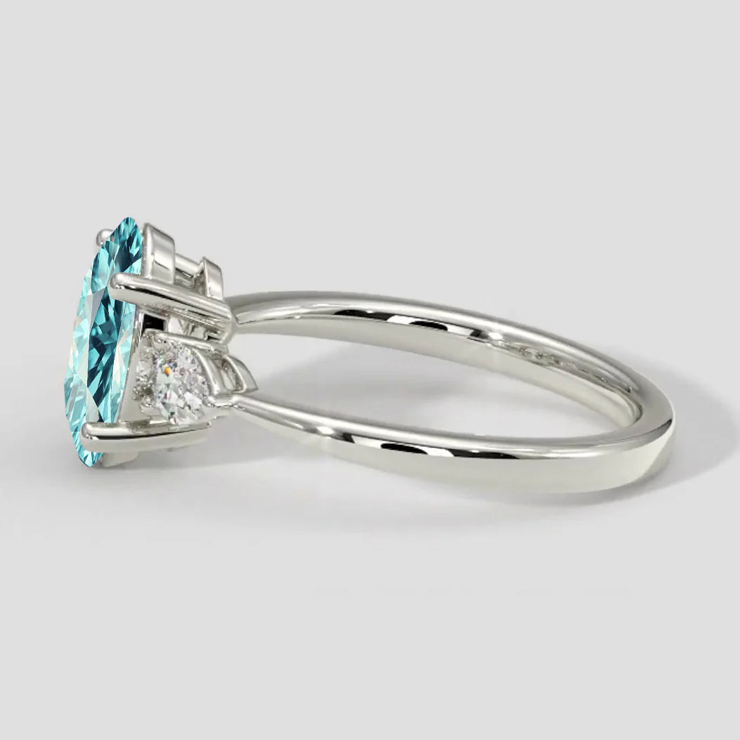 Anello Paraiba ovale con tre pietre