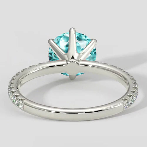 Anello Paraiba rotondo a 6 punte con accenti di diamanti