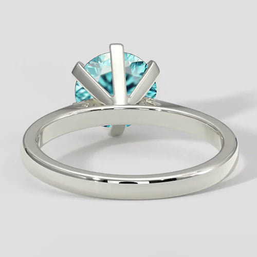 Anello Paraiba rotondo bluastro da 3 ct