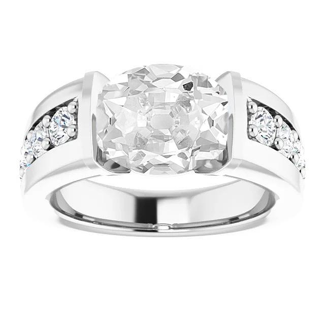 Anello Per Anniversario Da Donna, Ovale, Con Vero Diamanti A Taglio Antico, 6,25 Carati