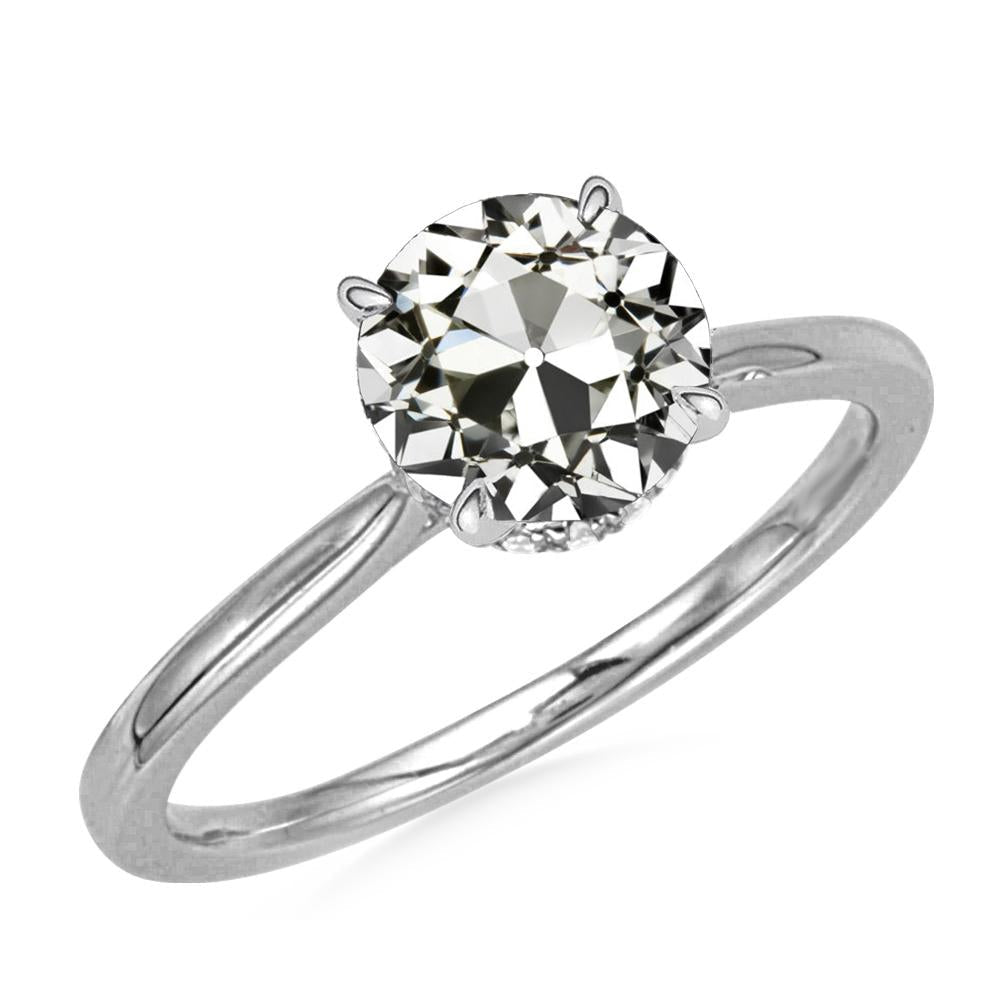 Anello Rotondo Con Genuino Diamanti A Taglio Antico In Miniera, Set Di Gioielli In Oro, 4,50 Carati