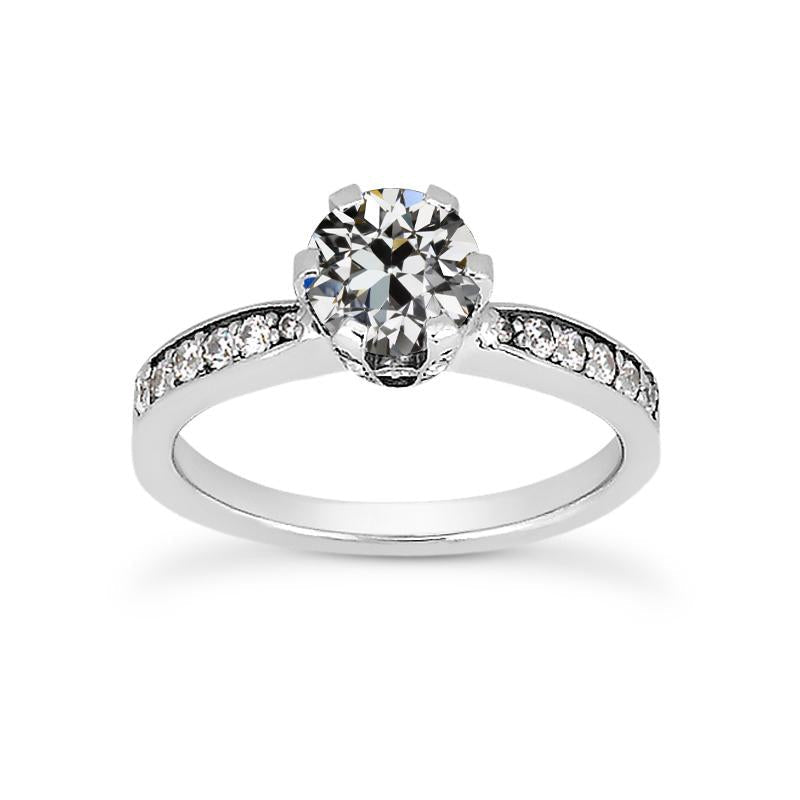 Anello Rotondo Con Genuino Diamanti Da Vecchio Minatore, Gioielli Da Donna, Oro 14K, 2,50 Carati