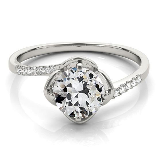 Anello Rotondo Con Genuino Diamanti Taglio Vecchio Miniera Stile Fiore Intrecciato 3,25 Carati