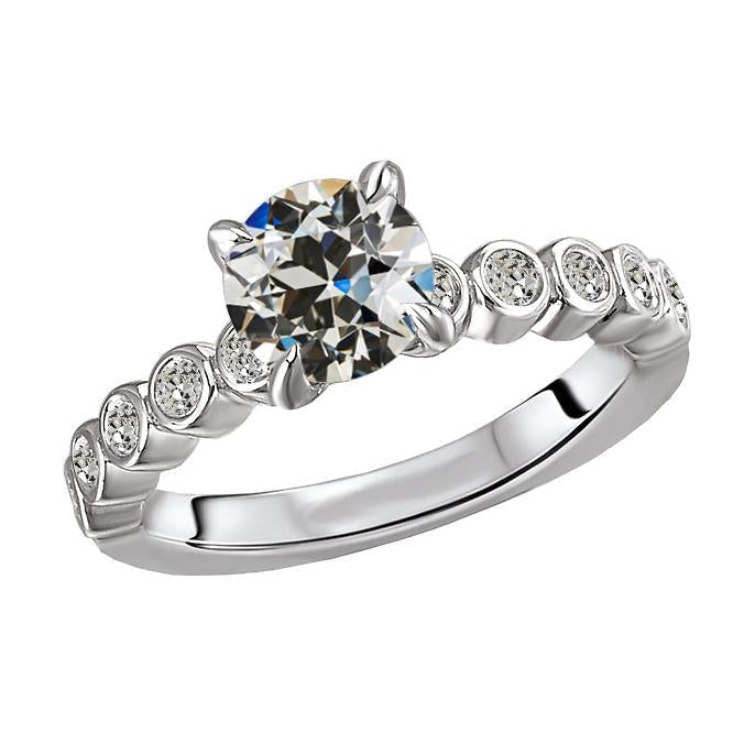 Anello Rotondo Con Naturale Diamanti A Taglio Antico, Castone A Griffe, 4,50 Carati