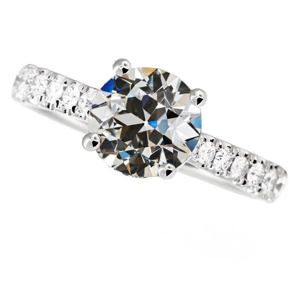 Anello Rotondo Con Naturale Diamanti Taglio Vecchio Miniera Con Accenti A 4 Griffe Set 6 Carati