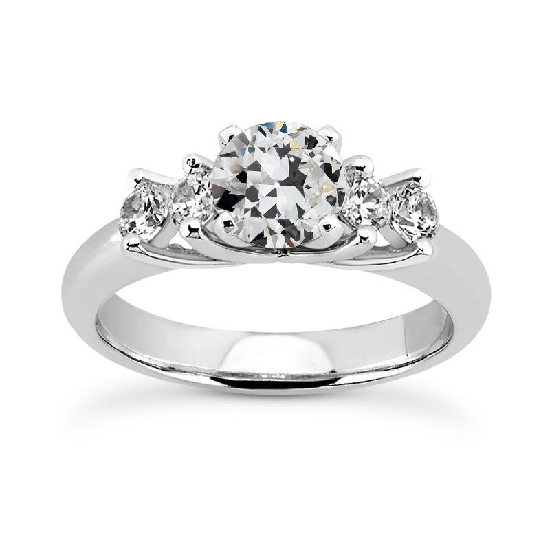 Anello Rotondo Con Naturale Diamanti Taglio Vecchio Miniera Oro 5 Gioielli In Pietra 4 Carati