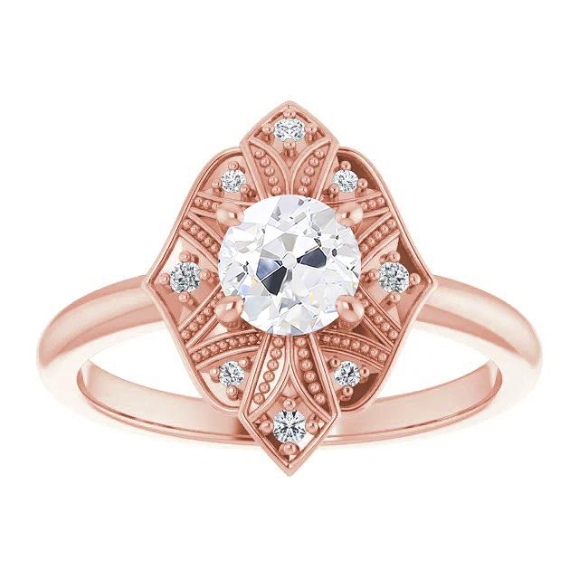 Anello Rotondo Con Vero Diamante A Taglio Antico, A 4 Punte, Set Di Gioielli Da 2,50 Carati