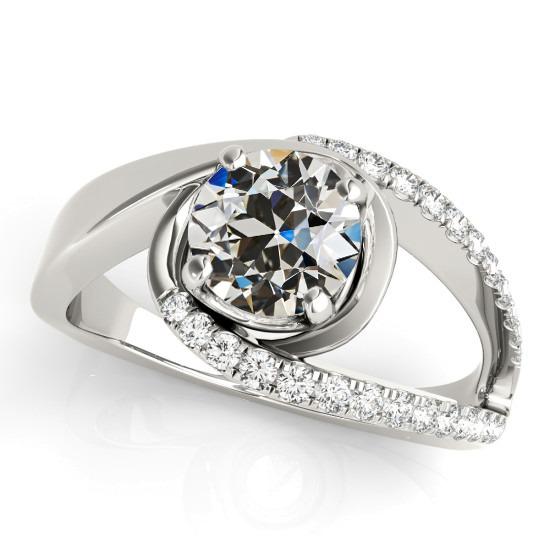 Anello Rotondo Con Vero Diamante Taglio Antico, Con Gambo Ritorto, 3,75 Carati