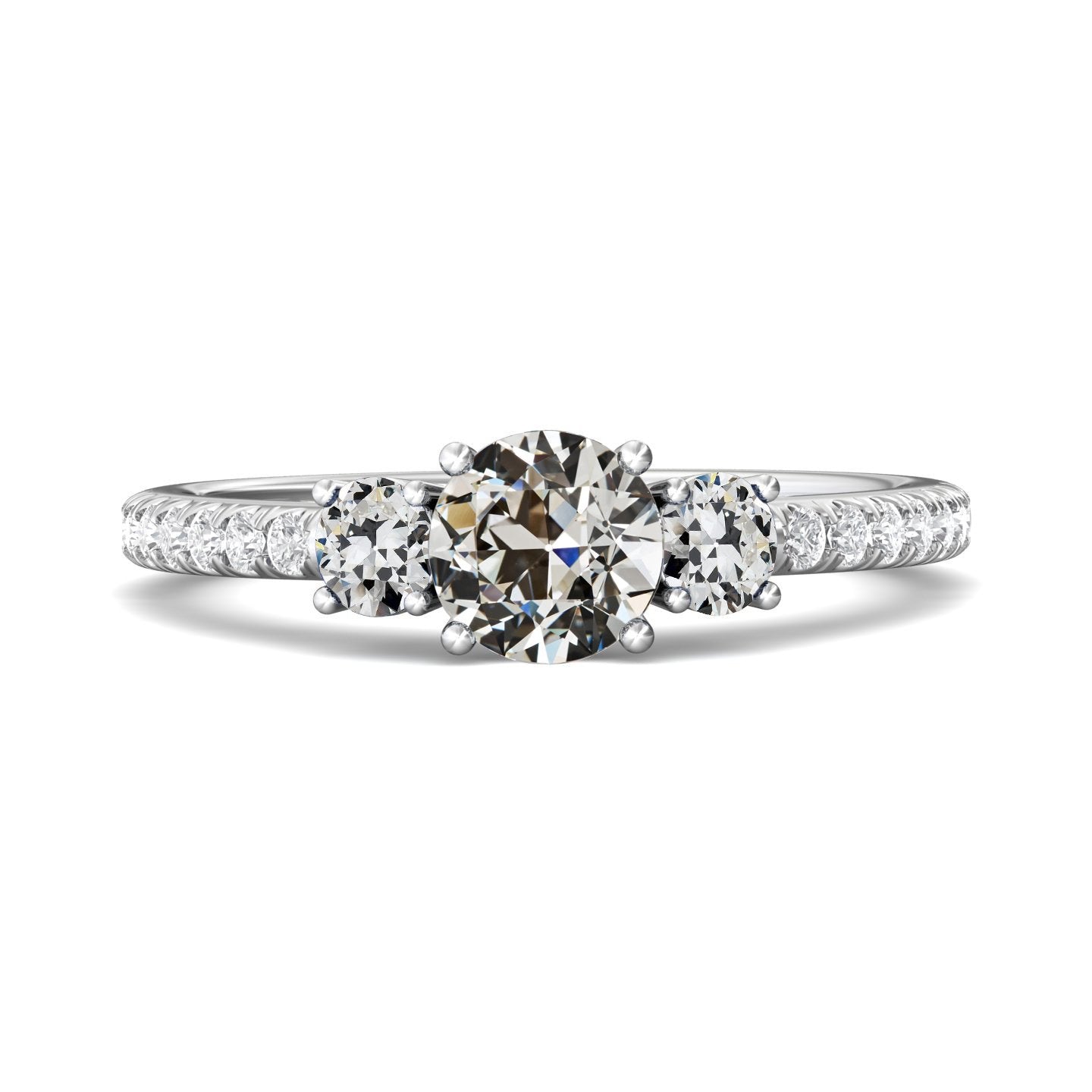 Anello Rotondo Con Vero Diamanti Della Vecchia Miniera 3 Gioielli In Stile Pietra Oro 14K 4 Carati