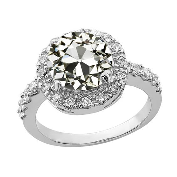 Anello Rotondo Da Donna Con Anello Di Vero Diamanti Da Minatore Vecchio Con Accenti In Oro 4 Carati