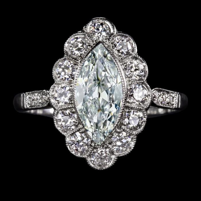 vero marquise diamante 7.50carati anello vista frontale