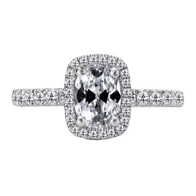 Anello Rotondo E Ovale Con Anello Di Naturale Diamanti Da Minatore Vecchio 7 Carati In Oro Bianco