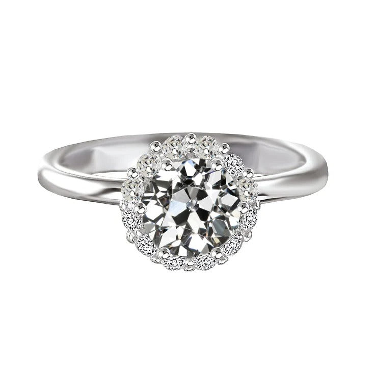 Anello Rotondo Per Anniversario Con Genuino Diamante A Taglio Vecchio Miniera, 3 Carati, Oro 14K