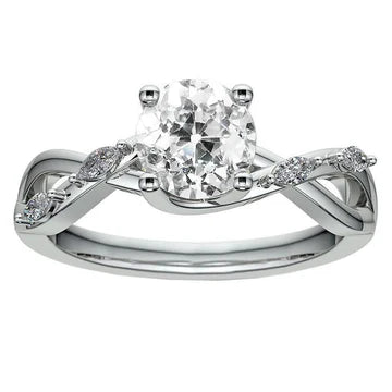 Anello Rotondo Stile Ritorto Marquise Old Miner Naturale Diamanti 3 Carati