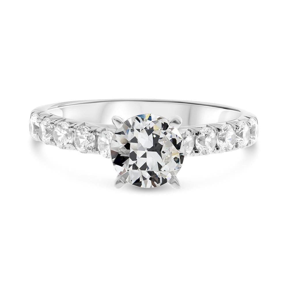 Anello Solitario Con Accenti Tondo Vero Diamante Taglio Vecchia Miniera 6 Carati