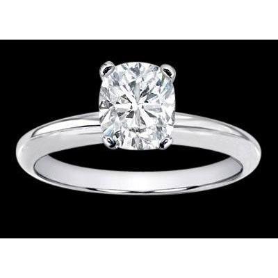 Anello Solitario Con Genuino Diamante Cuscino Da 2 Carati In Oro Bianco 14K