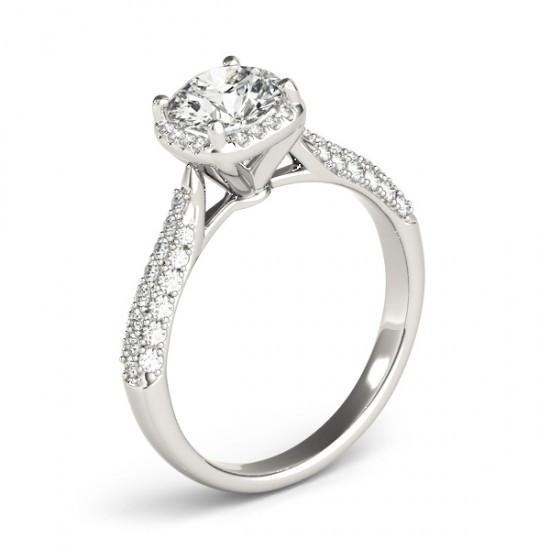 Anello Solitario Con Genuino Diamante Halo Con Accento 1.50 Carati Nuovo Oro Bianco 14K
