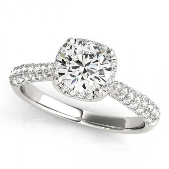 Anello Solitario Con Genuino Diamante Halo Con Accento 1.50 Carati Nuovo Oro Bianco 14K