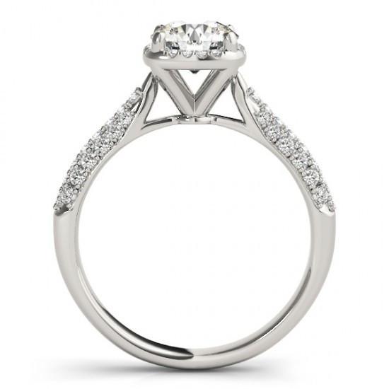 Anello Solitario Con Genuino Diamante Halo Con Accento 1.50 Carati Nuovo Oro Bianco 14K