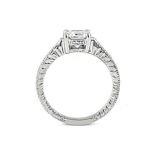 Anello Solitario Con Genuino Diamanti Da 1.51 Carati Con Accenti In Oro Bianco
