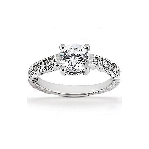 Anello Solitario Con Genuino Diamanti Da 1.51 Carati Con Accenti In Oro Bianco