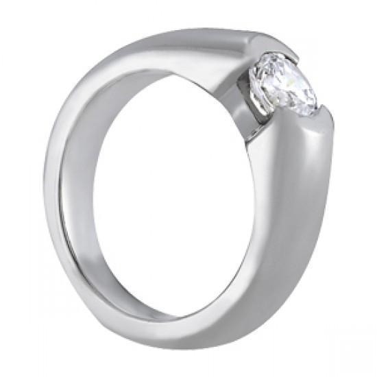 Anello Solitario Con Naturale Diamante A Mezza Lunetta 0.75 Carati Gioielli