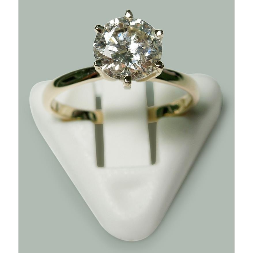 Anello Solitario Con Naturale Diamante Rotondo Da 1.50 Carati In Oro Giallo 14K